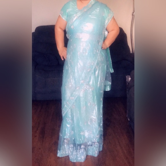 Elegant Blue and silver Saree